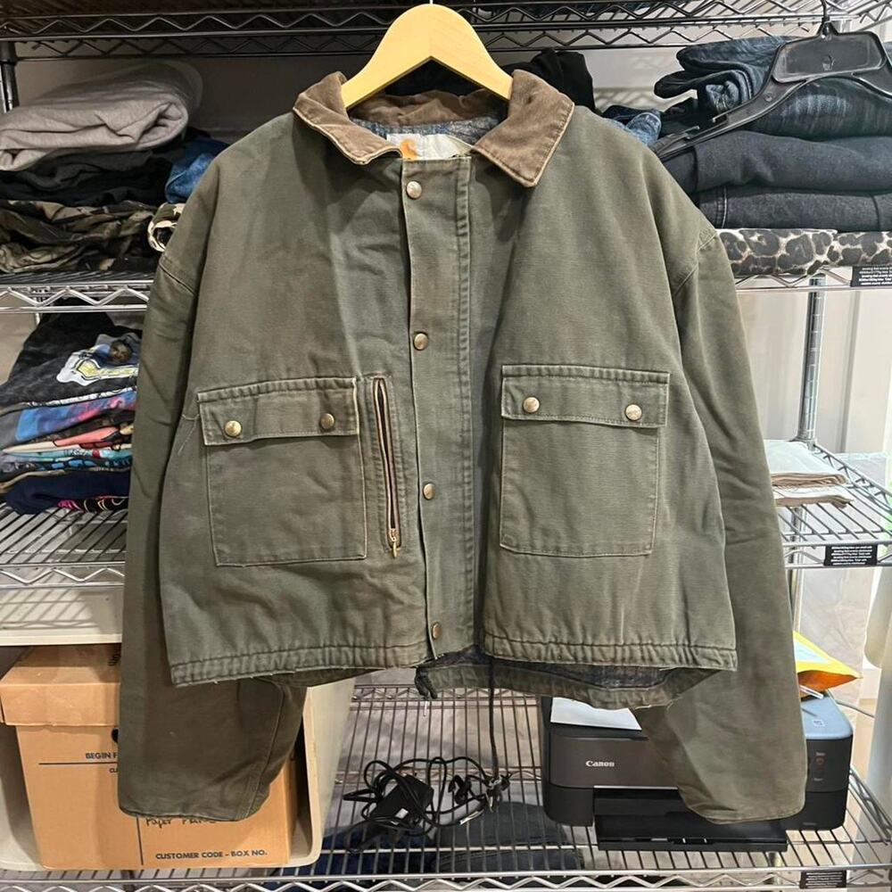Carhartt Olive Green Men's Lined Duck Jacket - Picture 2 of 8